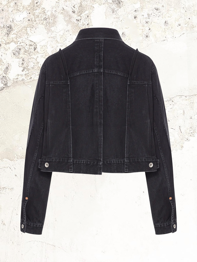 sacai asymmetrische Jeansjacke