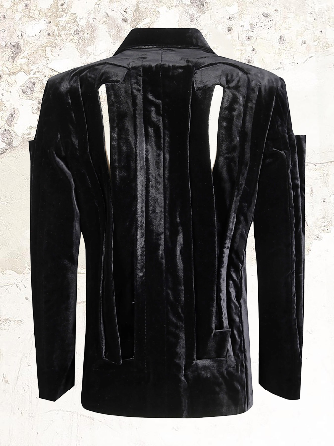 Comme Des Garçons cut-out detail velvet blazer