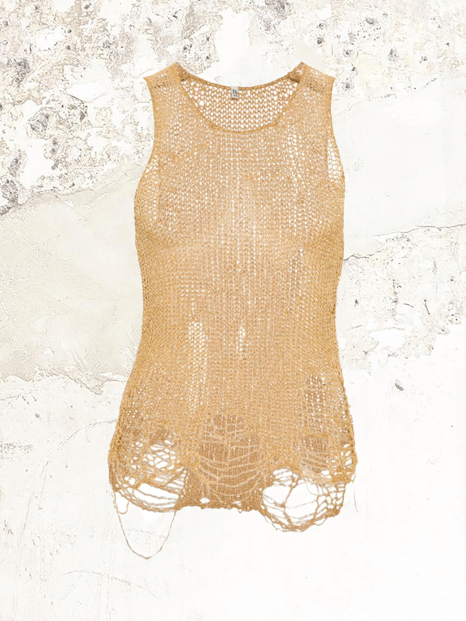 R13 DISTRESSED GOLD-TONE TOP