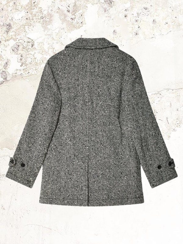 Black Comme Des Garçons herringbone double-breasted coat