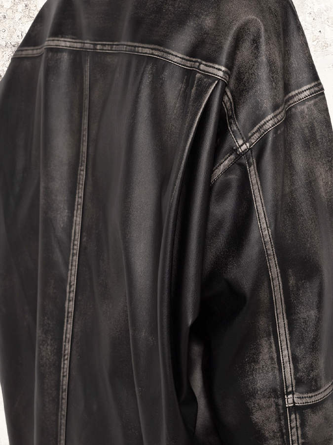 Maison Mihara Yasuhiro VINTAGE BLACK FAUX-LEATHER Jacket