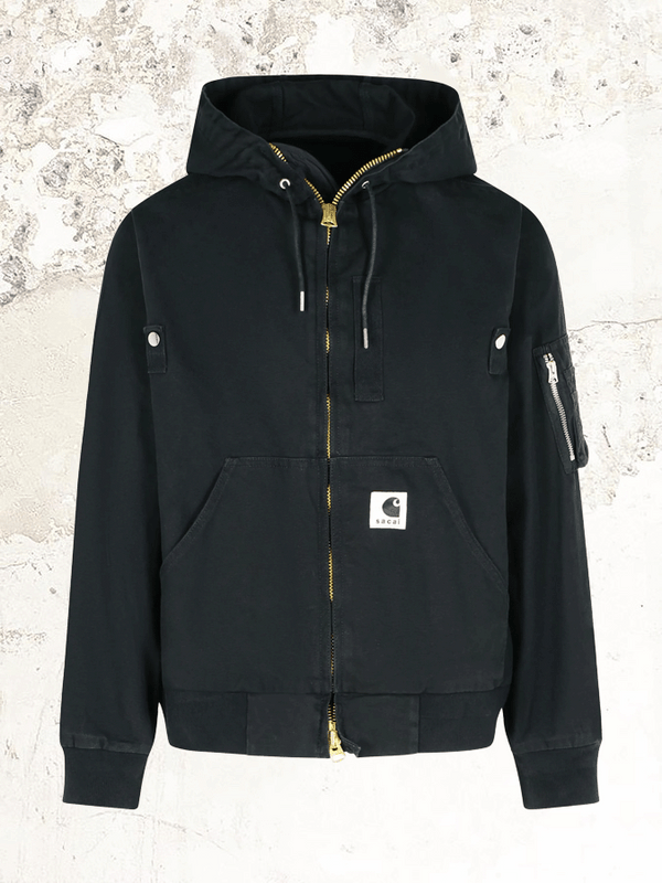 sacai x Carhartt WIP hooded logo-patch bomber jacket