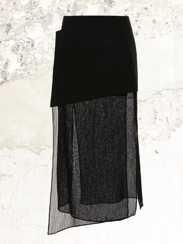 Gauchere panelled wool skirt