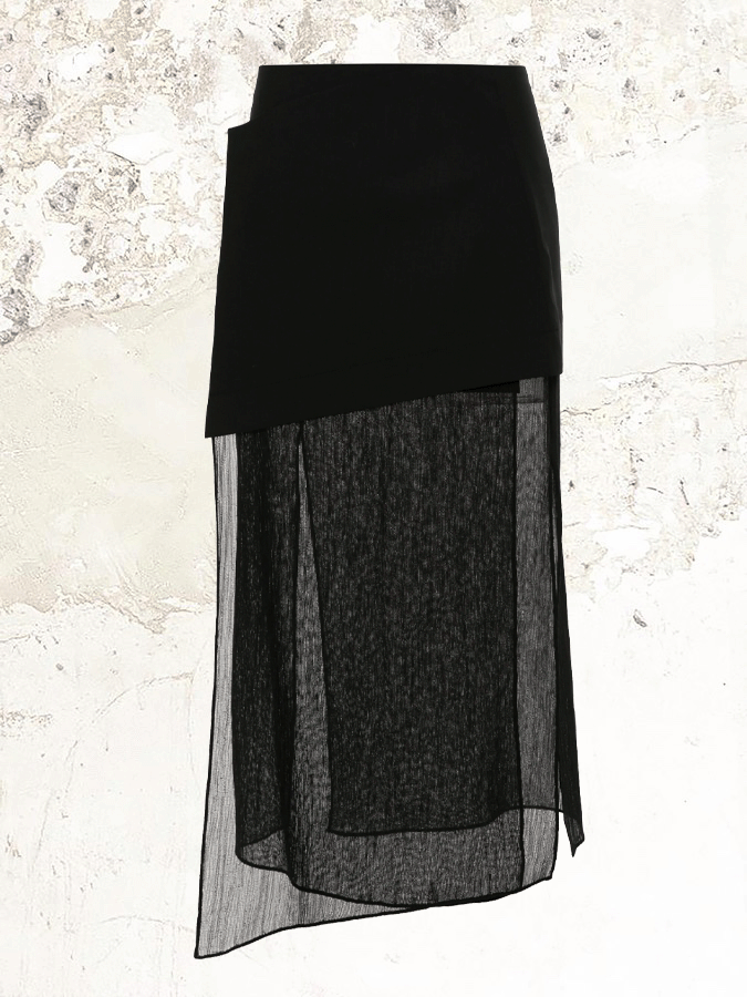 Gauchere panelled wool skirt