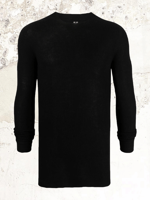 Rick Owens fine knit ribbed long sleeve sweater