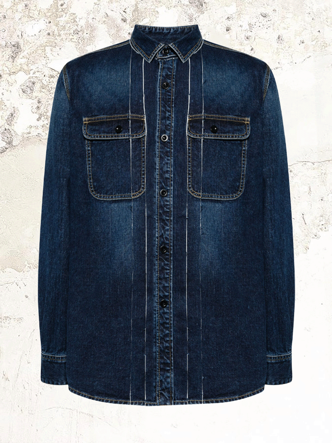 sacai gestreiftes Denimhemd