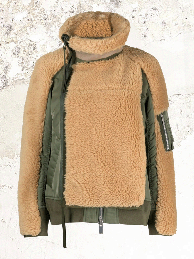Sacai Faux-Fur insert bomber jacket