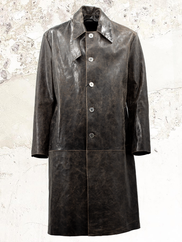 K`ang single-breasted leather coat