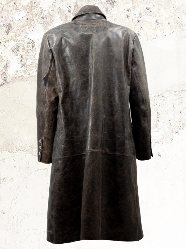 K`ang single-breasted leather coat