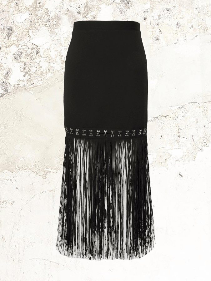 ROKH FRINGE DETAILED LONG SKIRT