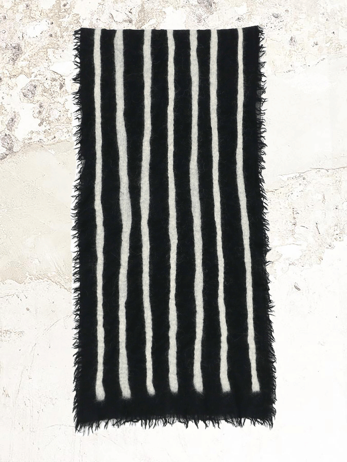 Yohji Yamamoto Striped Wool Knit Stole