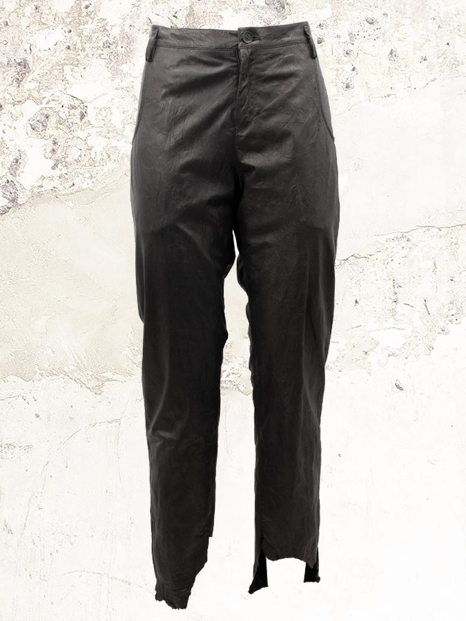 Limi feu slim leather crinkled trousers