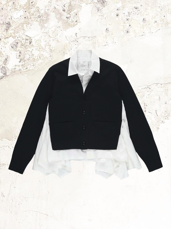 sacai layered cardigan