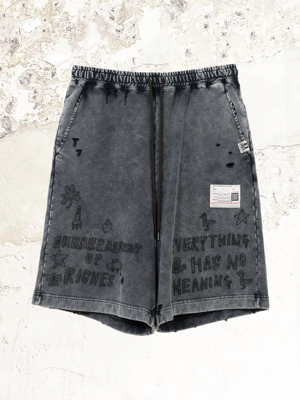 Maison MIHARA YASUHIRO Bleached Graffiti Print Sweat Shorts