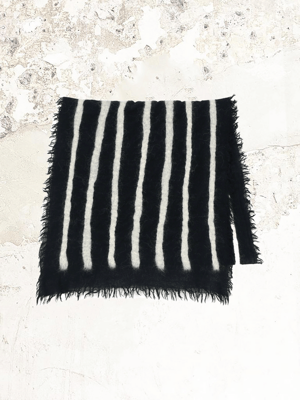 Yohji Yamamoto Striped Wool Knit Stole