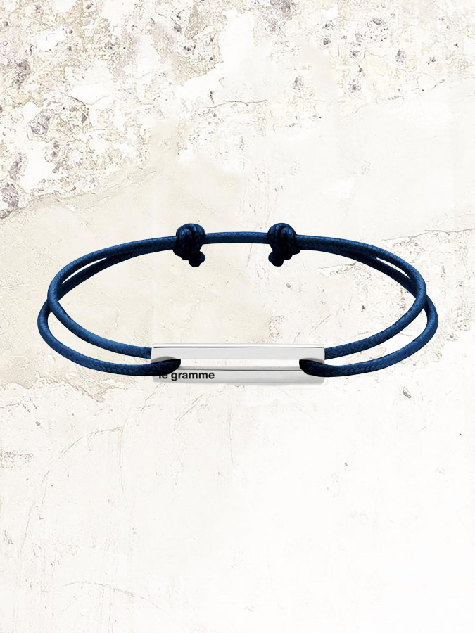 Le gramme perforated navy blue cord bracelet le 1.7g