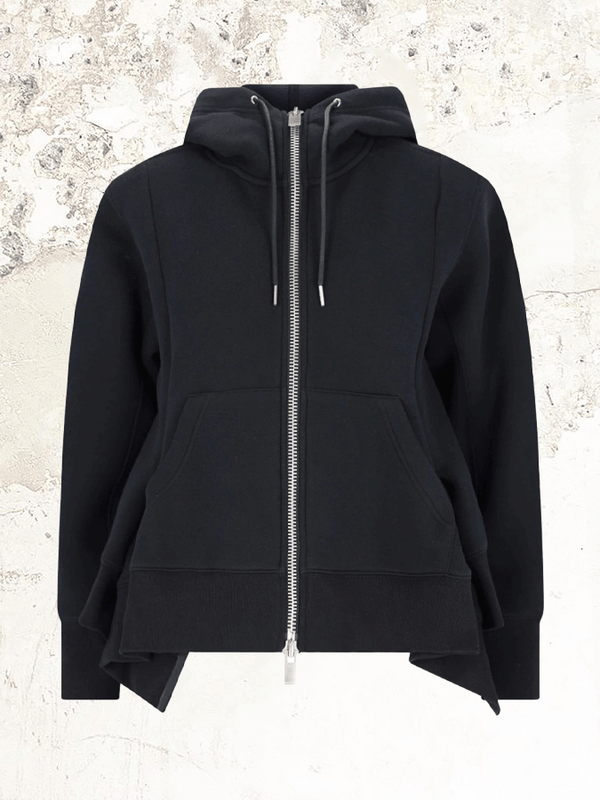 sacai asymmetric zip-up hoodie