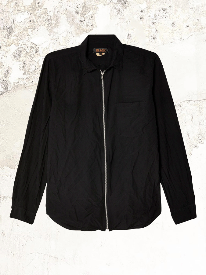 Black Comme Des Garçons zip-up shirt