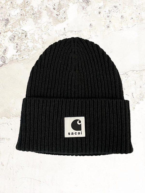 sacai X Carhartt WIP geripptes Logo-Beanie