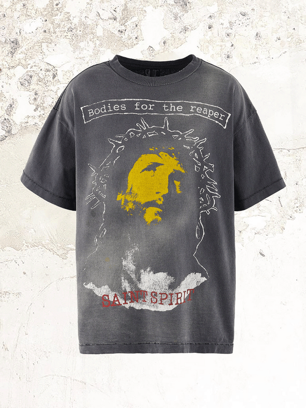 Saint Michael graphic-print vintage grey T-shirt