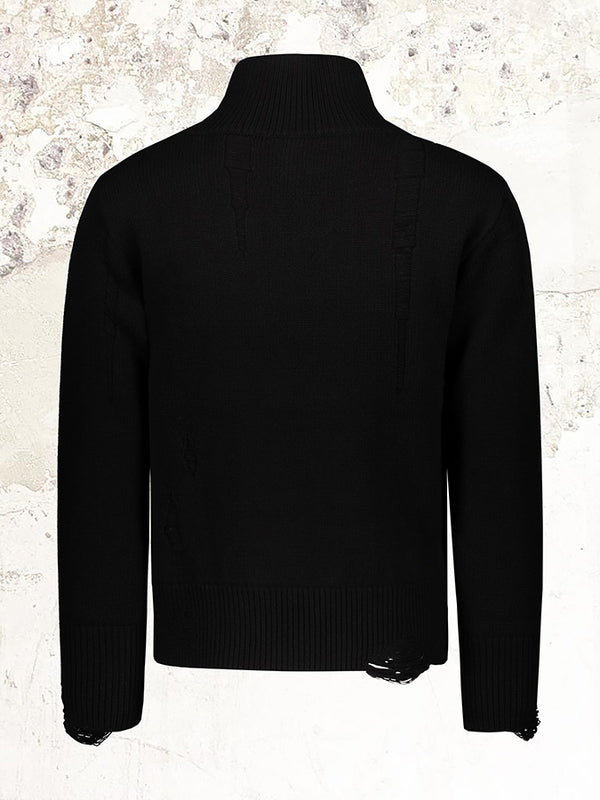 Klasica distressed black turtleneck sweater