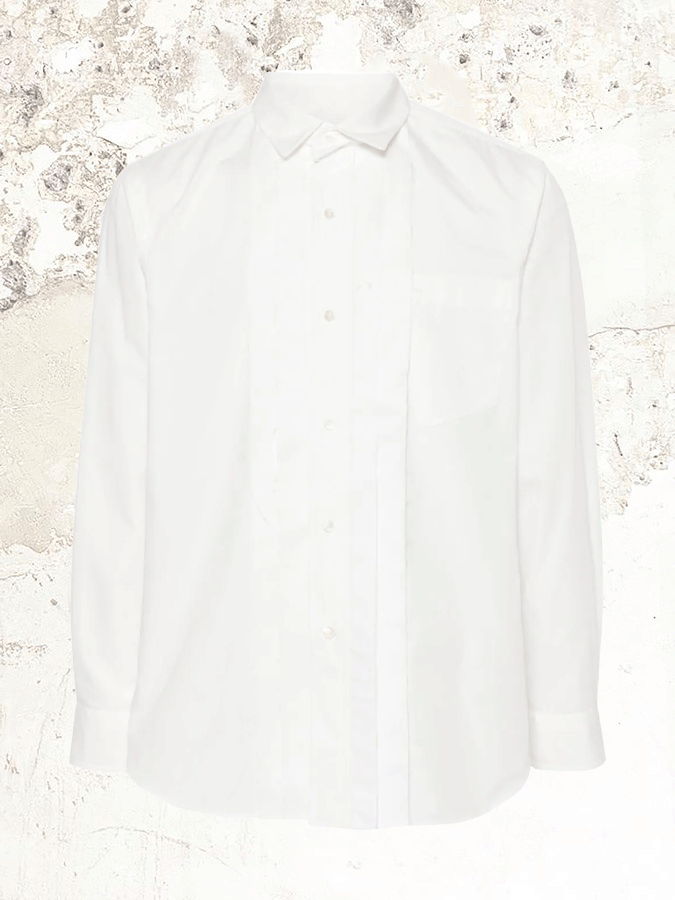 sacai seam-detail white shirt