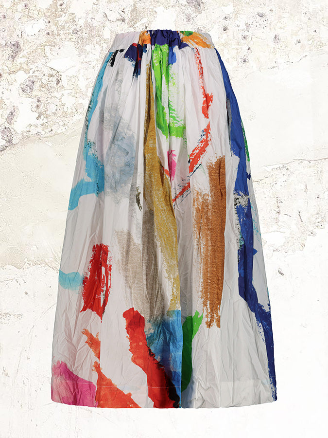 Daniela Gregis Abstract-print raw-cut crinkled skirt