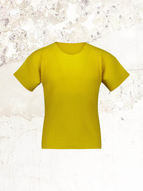 Плиссированная желтая футболка Homme Plissé Issey Miyake