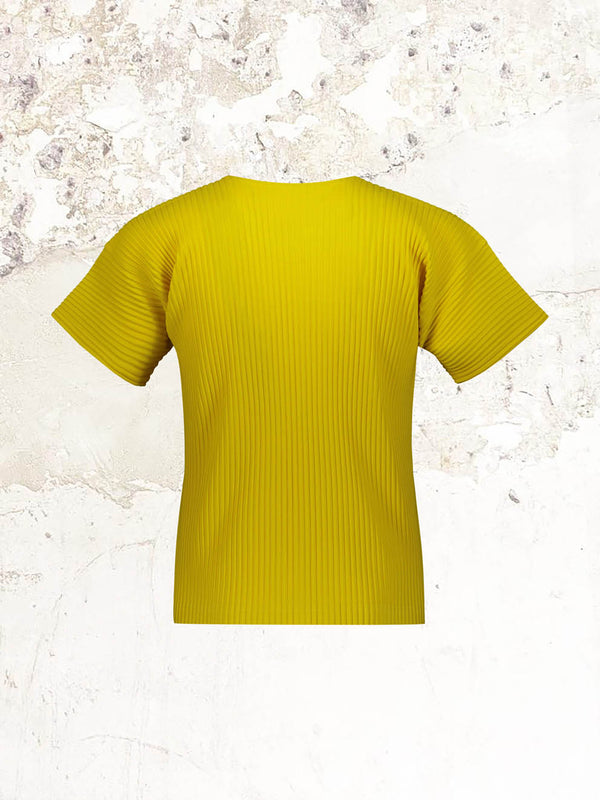 Плиссированная желтая футболка Homme Plissé Issey Miyake
