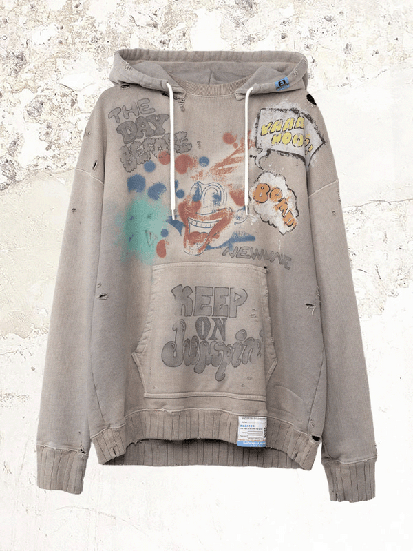 MAISON MIHARA YASUHIRO graphic-print distressed hoodie
