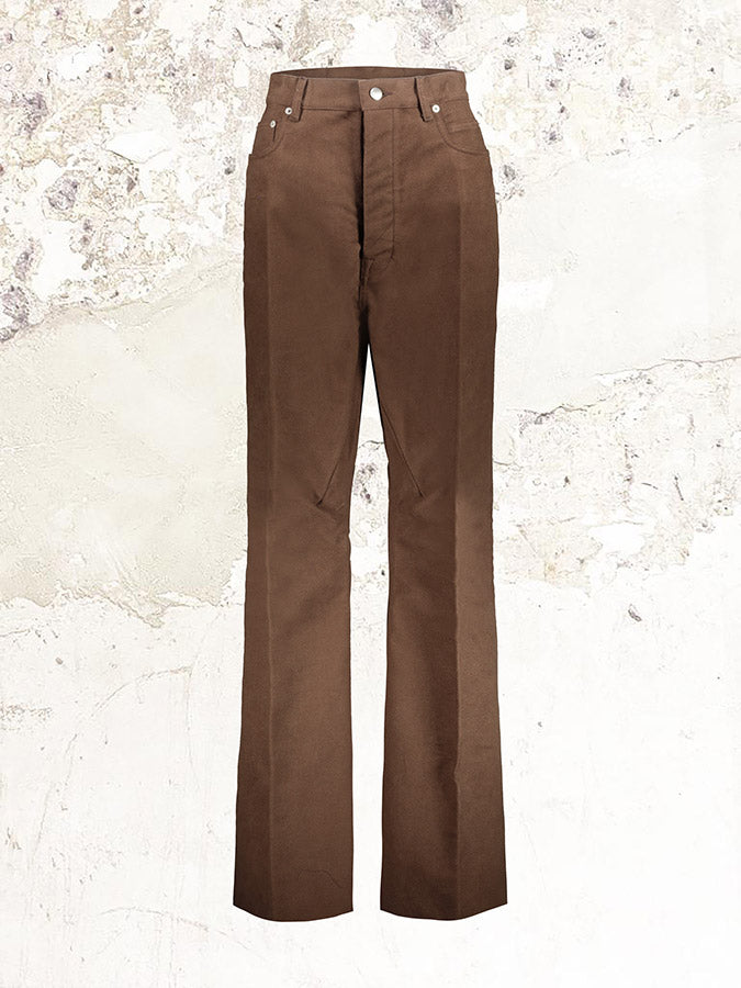 Rick Owens Brown organic cotton flared trousers