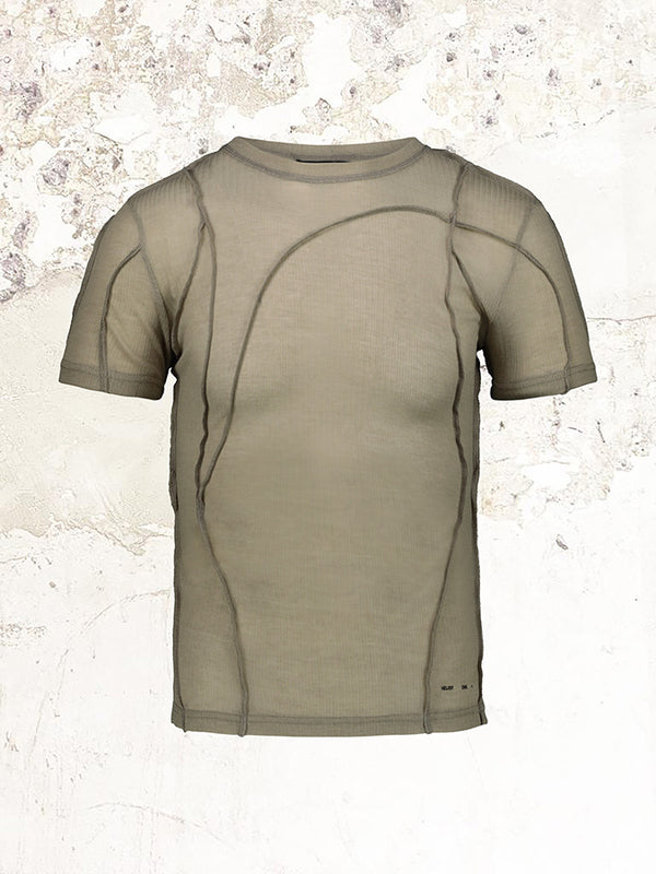 HELIOT EMIL Khaki Sheer T-Shirt