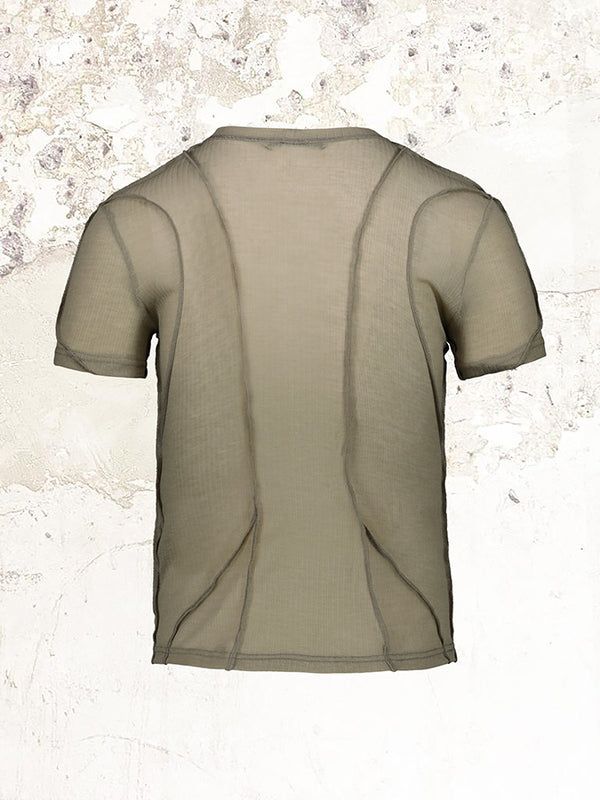 HELIOT EMIL Khaki Sheer T-Shirt