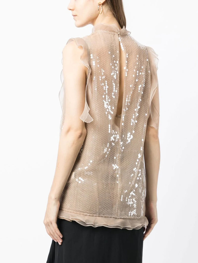 sequin-embellished sleeveless top