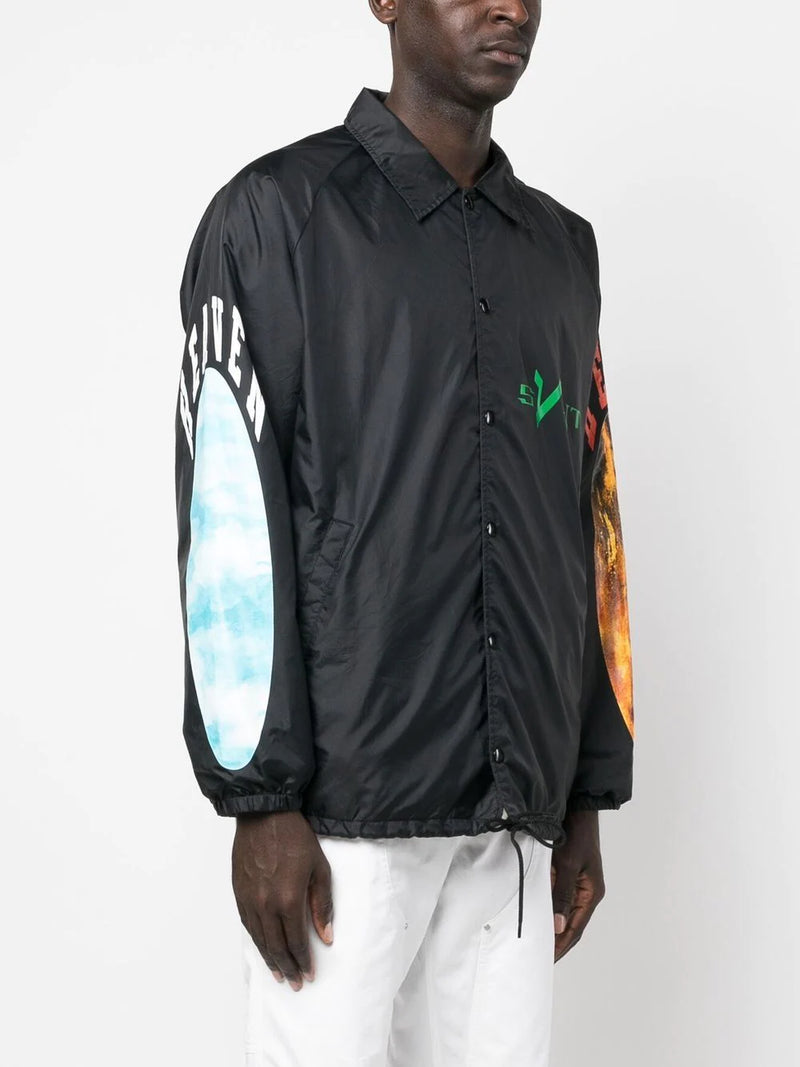 graphic-print shirt jacket