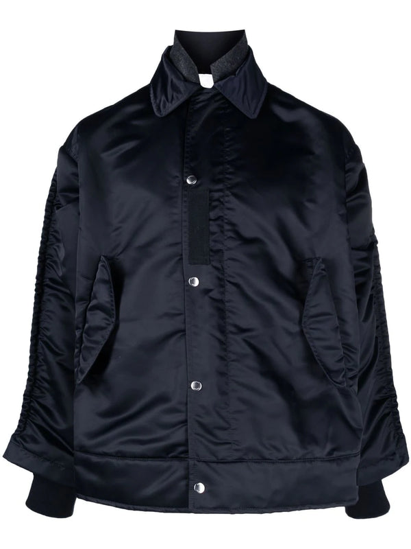 sacai ruched-detail zip-fastening jacket