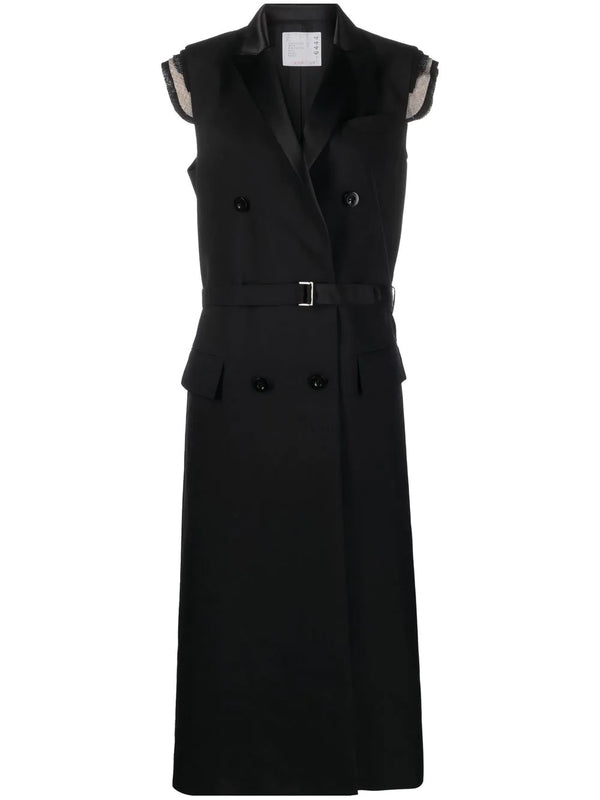 sacai belted double-breasted coat