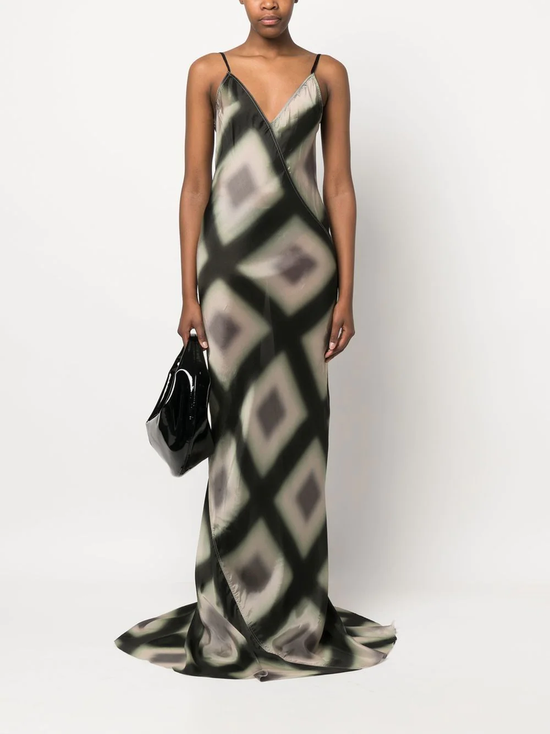 Rick Owens  geometric-print slip dress